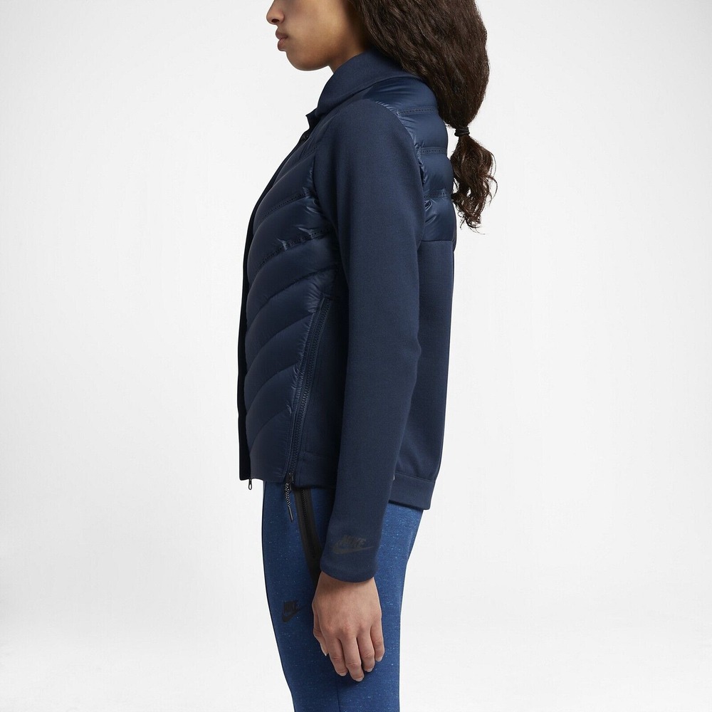 NIKE Tech Fleece Puffer Aeroloft Bomber Jacket Navy Goose Down 804982-423 Large - Picture 3 of 15
